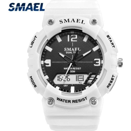 Sport Watches for Men SMAEL Quartz Watches Men High Quality Fashion Cool Black White Watch Big Dial 1539C Men Watch Digital LED