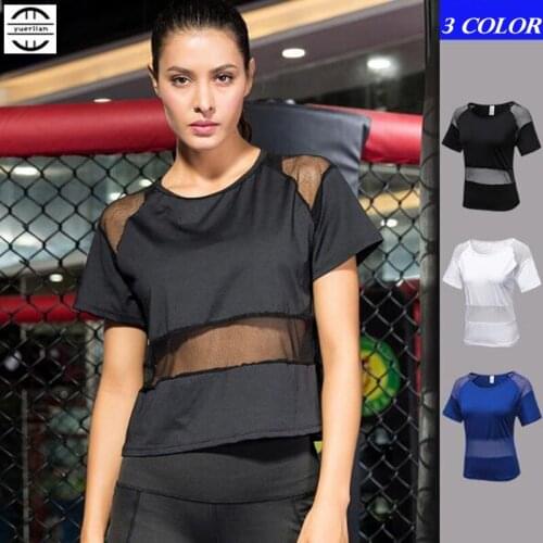 Women&Girl Exercise Loose Fitness T-shirts Quick-drying Wicking Mesh Yam Breathable Fashion Slight Perspective Short Sleeves
