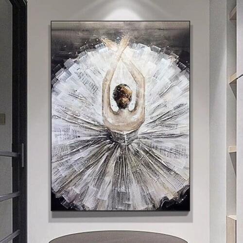 Nordic Style handmade Beautiful Ballet Girl Oil Painting Wall Art Canvas Painting Modern art for Living Room Bedroom Decoration