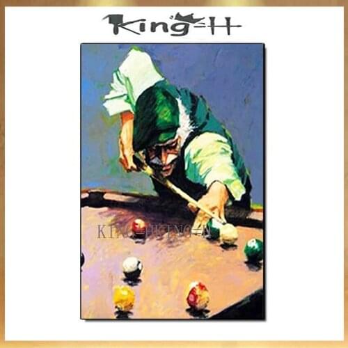 Hand-painted figures in oil paintings playing billiards sport decoration in lobby bedroom hotel large murals