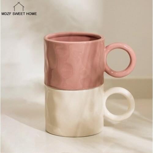 400ml Ceramic Coffee Mug Breakfast Milk Oatmeal Cup With Round Handle Home Drinking Cup Microwave Dishwasher Safe