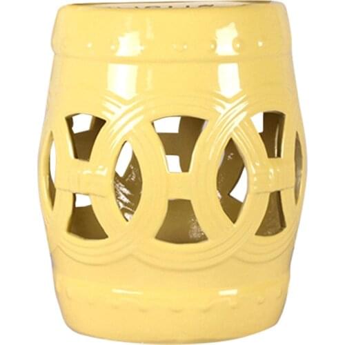 Jingdezhen Ceramic American Country Hollow Drum Stool Toilet Bathroom yellow porcelain ceramic Stools