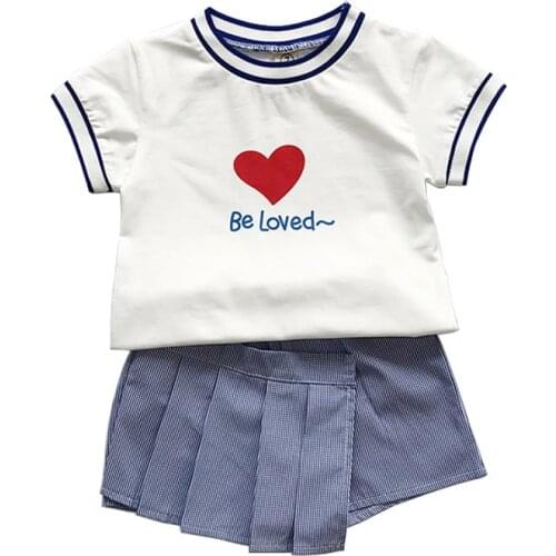 Girls Clothing Sets New Summer Short-Sleeved Cute T-shirt + Print Short 2Pcs for Kids Clothing Sets Casual Baby Clothes Outfits