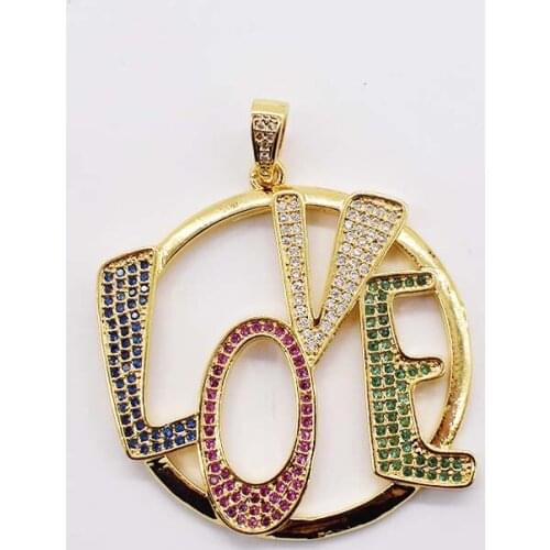 35mm High Quality Mixed Color CZ Micro Pave Pendant For Jewelry Making