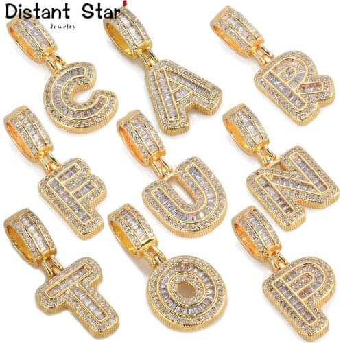 Top Quality Copper Zircon Pendents Women Girls Initial Letter 26 Letters Charm Gold Name Necklace Pendant Accessories Jewelry