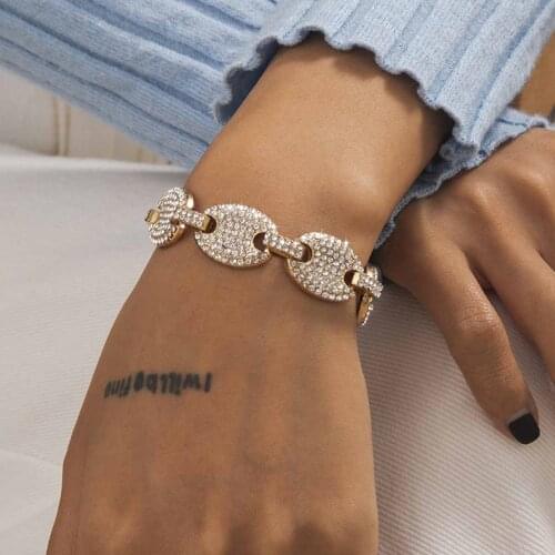 Punk Miami Cuban Metal Female Hip-hop Style Single-layer Jewelry, Simple Temperament Thick Chain Female Aesthetics Bracelet