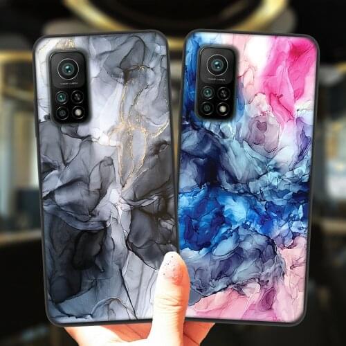 Fashion Marble Art Pattern Black Phone Case For Xiaomi Mi 10T Lite Redmi Note 9S 7 8 9 Note9 Pro 8T 9A Soft Silicone Back Cover