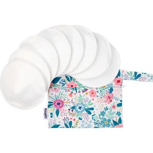 8Pcs Organic Bamboo Nursing Breast Pads Washable Pads + Wash Bag Breastfeeding Nipple Pad for Maternity Reusable Nipplecovers