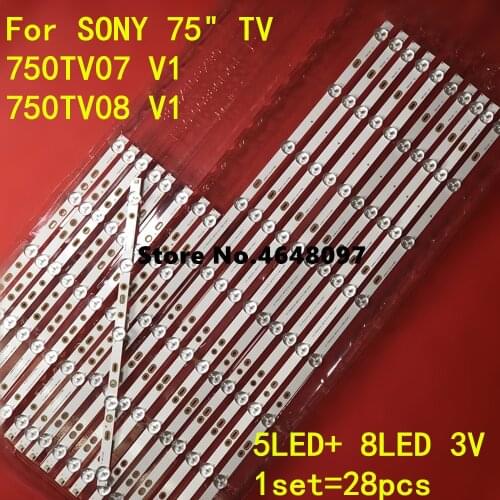 100% New 28pcs/Kit LED strips for SONY 75 TV KDL 75W850C KDL 75W855C S750HF59 750TV07 V1 750TV08 V1 CX 75S01E02
