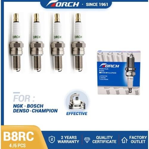 New Set 4pcs/6pcs TORCH Spark Plug Compatible NGK CR8E stk 1275 AUTOLITE 4302 XS4303 Bosch UR2CC Champion 8698 G59C Denso 5734