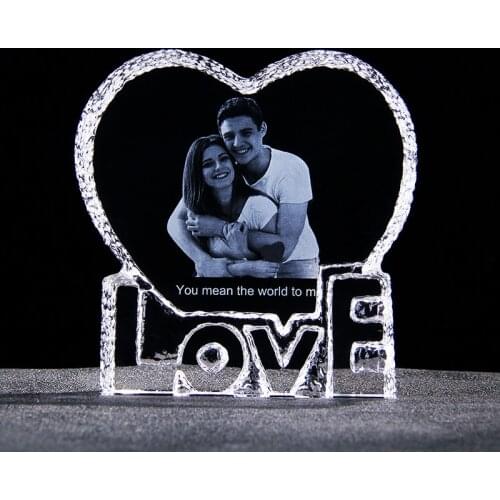 Personalized Laser Engraved Crystal Photo Frame Custom 2D Couples Pictures Gifts For Wedding Anniversary Glass Decor Keepsnake