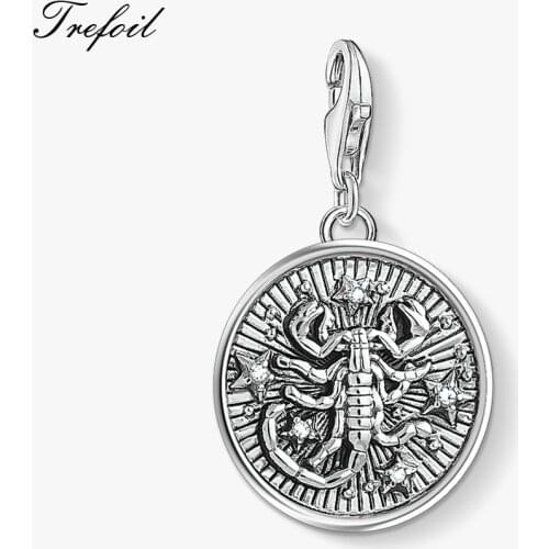 Zodiac Sign Scorpio Charms,2019 Summer Fashion Jewelry 925 Sterling Silver Trendy Gift For Women Men Fit Bracelet Necklace 2019
