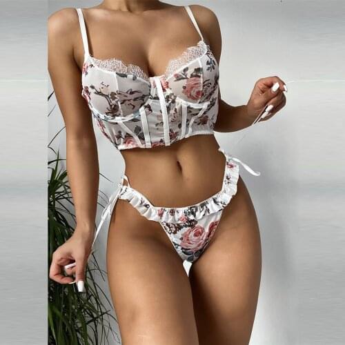 Sexy Lingerie Set Corset Womens Underwear Sensual Lingerie Woman Lace Floral Erotic Lingerie Set Bra Panties Porn Exotic Sets