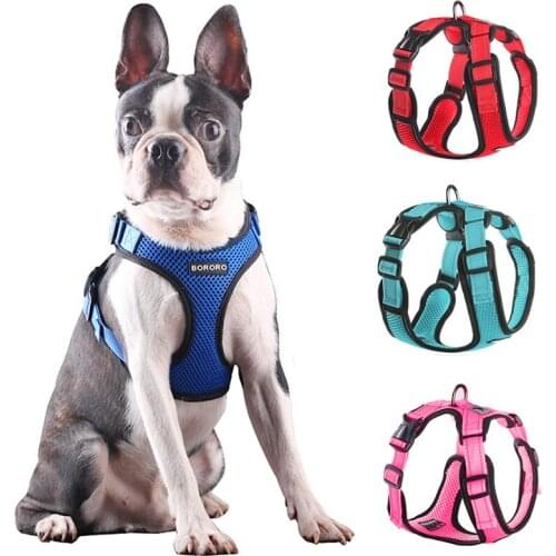 Mesh Breathable Dog Harness No Pull Reflective Pet Harnesses for Small Dogs Accessories French Bulldog Puppy Mascotas Supplies