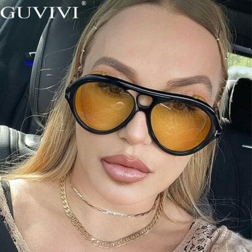 Guvivi 2021 New Retro Steampunk Pilot Sunglasses Women Fashion Round Sunglasses Men Shades Sun Glasses Eyewear UV400