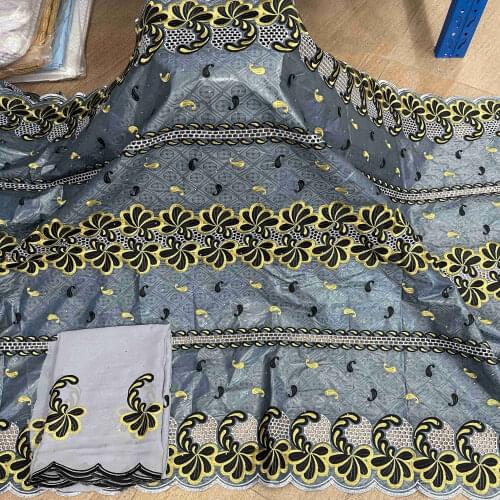 Atiku fabric India bazin riche brocade 2021 royal bule jacquard brocade fabric latest cotton embroidered lace with beads 7yards