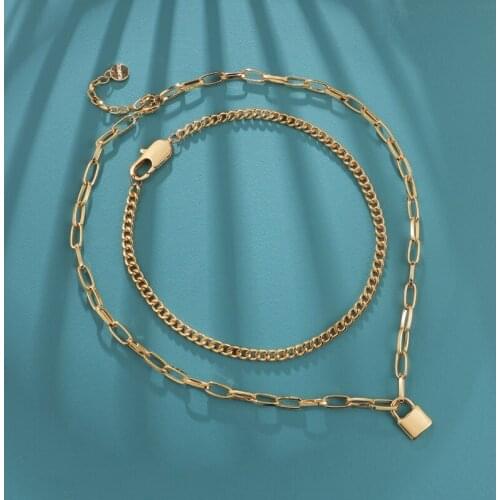 ZOSHI 2 Layered Chain Necklace for Women Lock Design Punk Choker Padlock Goth Jewelry Aesthetic Christmas Accessories