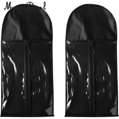 2 Pieces Professional Hair Extensions Wig Storage Bag Holder Case Dustproof Organizer Protector Wigs Pouch Black