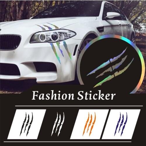 40cmX12cm Funny Car Sticker Reflective Monster Scratch Stripe Lights Vinyl Decals Car Styling Self Adhesive Emblem Car Stickers