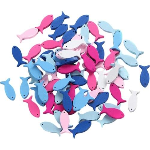 50pcs Wooden Beads Pendant Fish ShapeWood Pendant For DIY Art & Craft Project Jewelry Making Bags Kids Toys Scrapbooking Decors