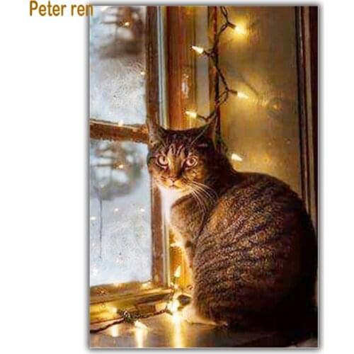 Cat Diamond painting cross stitch diamond embroidery animal Square/Round diamond Mosaic Rhinestone Decoration Night light kitten