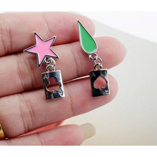 Anime HUNTER X HUNTER Hisoka Earrings Star Teardrop Poker Heart Pendant Earrings For Women Men Cosplay Jewelry Accessories