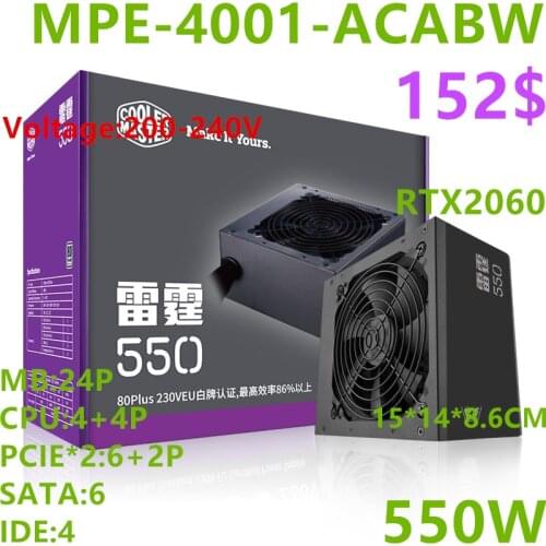 New PSU For Cooler Master Brand ATX 80plus EU Non Module Game Mute Power Supply 550W/500W/450W/400W Power Supply MPE-4001-ACABW