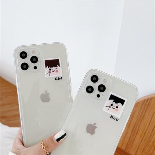 Cartoon Lovers Couple Case for IPhone 11 Pro 12 X XS MAX X XR SE2020 7 8 7Plus 8Plus Boy Girl Soft Transparent hone Cover Fundas