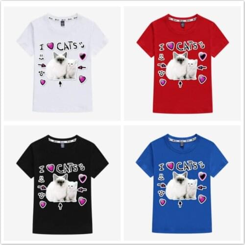 Baby T-Shirts For Boys T Shirt Boy Cartoon Cat Kids Tshirt Summer Teen Clothes For Girls Tops Tee Children Short Sleeve T-Shirts