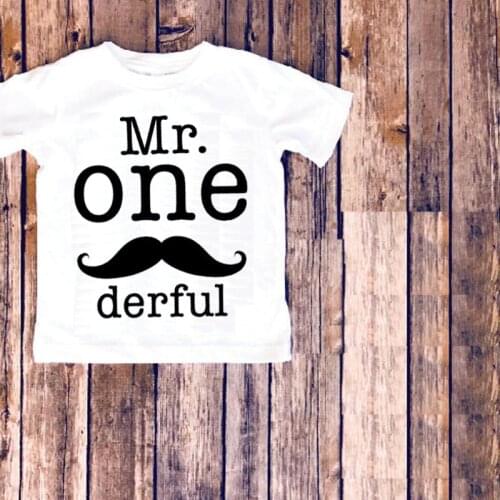 Little Man Moustache balloon Mr Onedeful T Shirt 1st One year old first boy Happy birthday decoration gift present Photo props