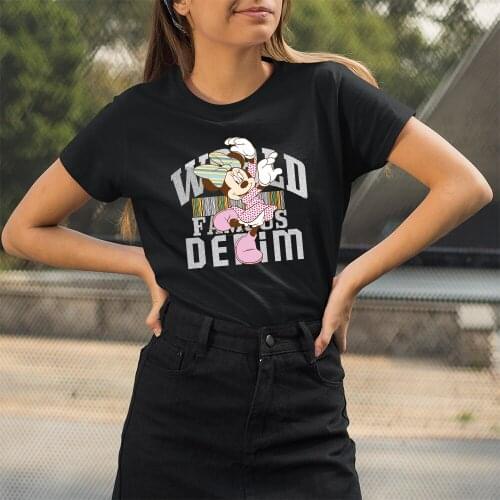 T-Shirt Women Summer New Products Cartoon Pattern Harajuku Black White Tees Outdoor Fashion Loose Korean Style Kawaii T Shirts