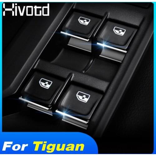 Hivotd For Volkswagen VW Tiguan MK2 2020 2019 Interior Accessories ABS Window Lift Switch Button Sequin Trim Sticker Car Styling