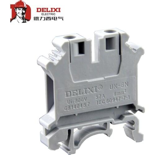 DELIXI UK-6N TUK-6N Din Rail Electrical Conductor Terminal Block Connector