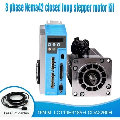 Lichuan 16N.M 110mm Nema42 220v 150v~230VAC 1000rpm 3 phase Step Closed loop stepper motor drive kit for CNC servo sytems