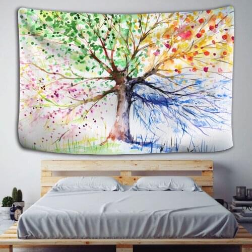 Liv Colorful Tree Tapestry Wall Hanging Psychedelic Forest with Birds Wall Tapestry Bohemian Mandala Hippie Tapestry Hand Wash