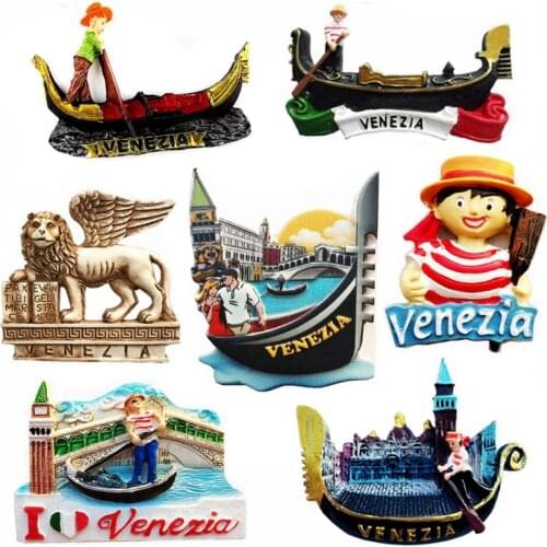 Handmade Painted Gondolas In Venice, Italy 3D Fridge Magnet Travel Souvenir Refrigerator Magnetic Stickers Home Decoration