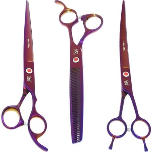 8.0" Pet Straight Up Curved Cutting Scissors Japanese Steel Dogs Grooming Shears Cat Fur Thinning Tijeras Pet Accessories B0046A