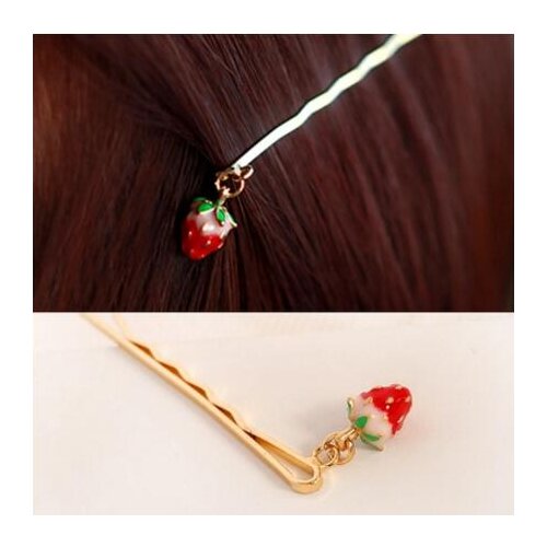 Ts191 Fashion Sweet Girls alloy Strawberry fruit Metal Barrettes Beautiful Hair Ornaments Accessories Hair Wave 1pcs