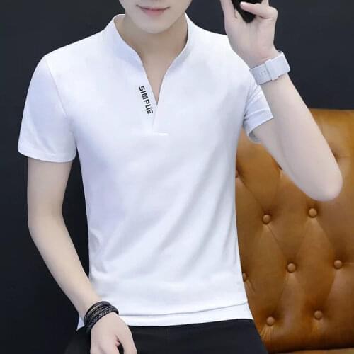Mens short-sleeved t-shirt Korean version of summer undershirt mens polo shirt summer mens wear