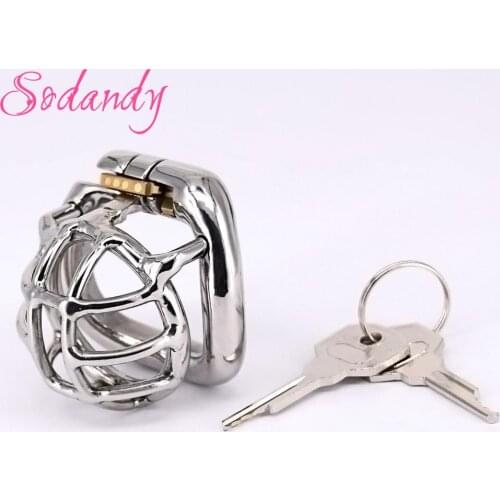 Locking Stainless Steel Male Chastity Cage Super Small Metal Cock Cage with 36/40/45/50mm Penis Ring Sex Toys for Men