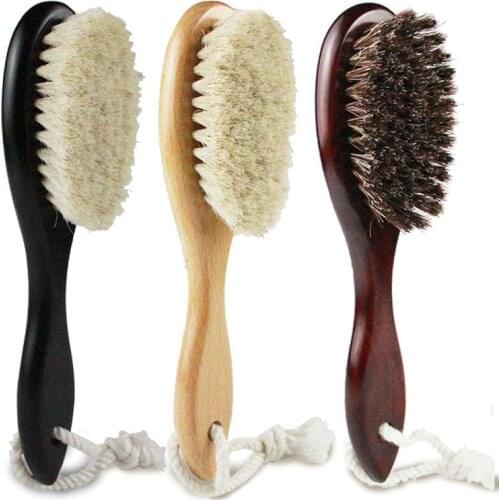 Mens wool Boar Bristle Hair Brush Natural Wooden Brush Styling Beard Hairbrush for Short,Long,Wavy Hair Clean Haircut Brush