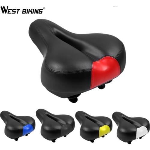 WEST BIKING Soft Bicycle Saddle Black MTB Hollow Breathable Bike Seats Cover High Quality Sattel Shorkproof Cycling Saddle Tube