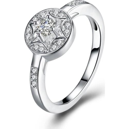 Standard sterling silver jewelry luxury jewelry sweet romantic series set zircon star ring lovely girl ring to the dance