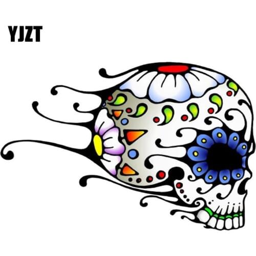 YJZT 15CM*10.2CM DAY OF THE DEAD Decal Rockabilly Rock Vintage Sugar Skull Reflective Car Sticker Motorcycle parts C1-7064