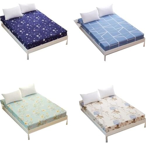 【Mattress Cover Protector】Fitted Bedsheet With Elastic Band Flower Super King/Queen/Double/Single 120/150/180/200 Bed Set