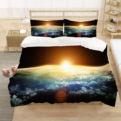 Earth Pattern Covered Pillow Cases 2-3 Pieces High Quality Luxury Home Textile Bedding Set Single - Double Queen King Full Size