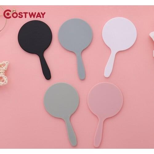 Costway 2021 New Mini Portable kawaii Mirror Handhold Makeup Mirror ABS Cosmetic Hand Held Mirror With Handle For Women Travel