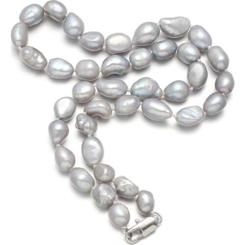 New Rice-shaped White Freshwater 7-8mm Pearl Necklace Simple And Stylish DIY Jewelry Gift Chain Length 45cm