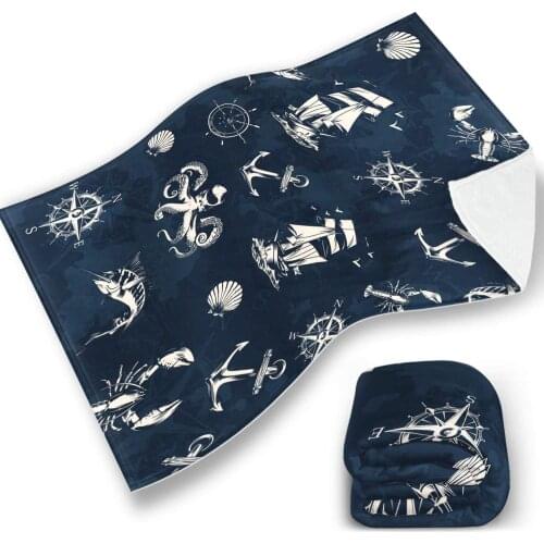 Ocean Blue Blankets for Baby Boy Bed Marine Element Cool Picture Plush Cozy Winter Quilt Sheets for Children Free Shipping