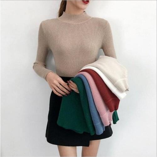 Autumn winter Women Knitted Turtleneck Sweater Casual Soft polo-neck Jumper Fashion Slim Femme Elasticity Pullovers CL99